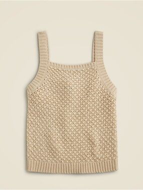NWT J Crew Basket Stitch Sweater Chunky Knit Beige Tank Size XXL cotton blend
